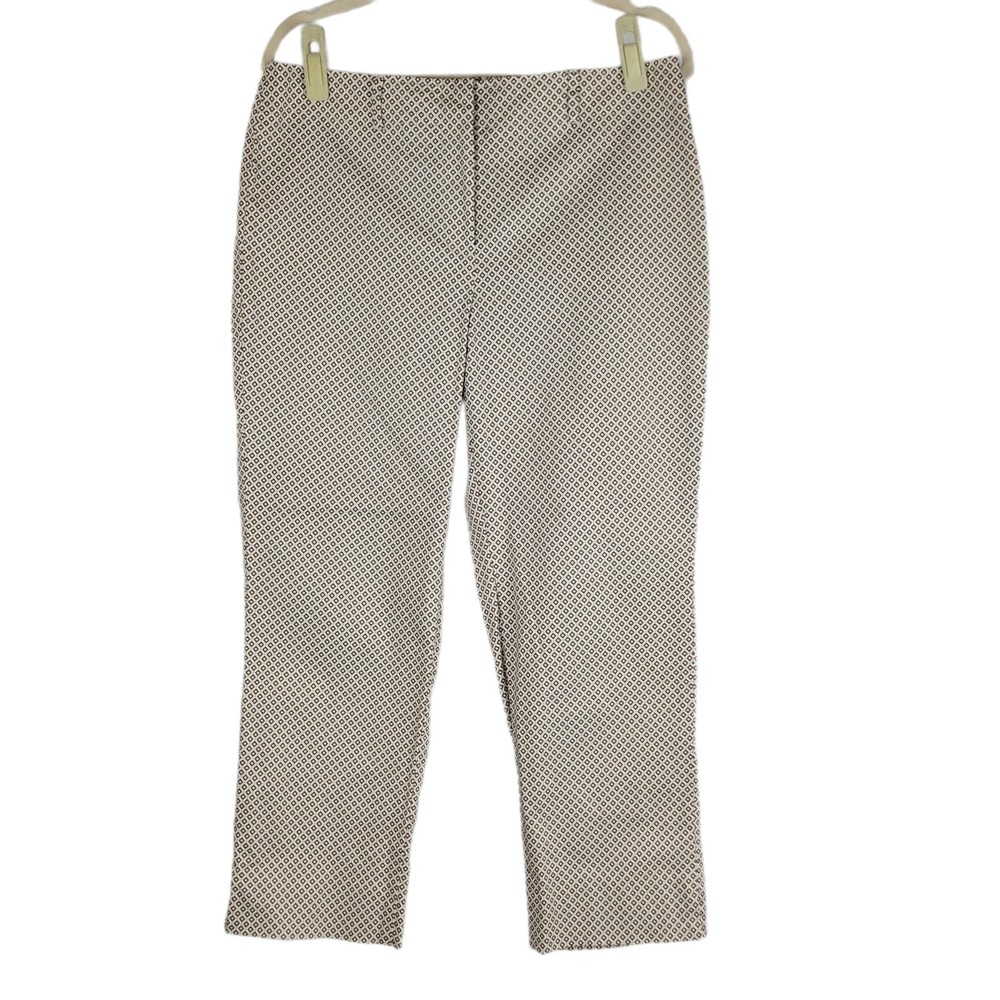 Talbots Petites Stretch Brown and Tan Geometric Crop Pants Women's Size 12P